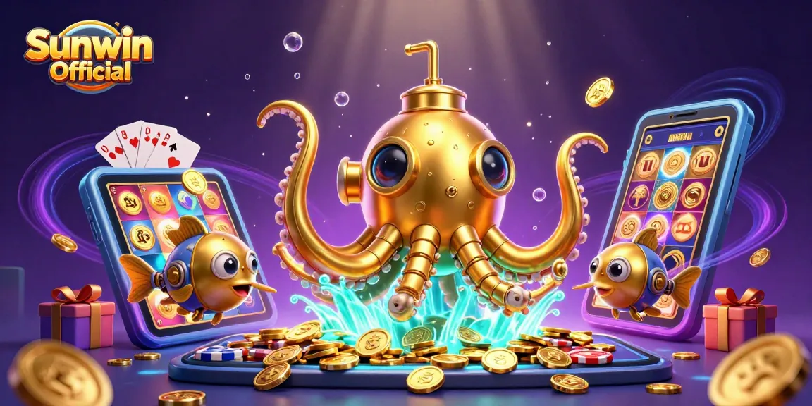 Experience thrilling wins with Sunwin Official in a vibrant 3D digital casino scene.