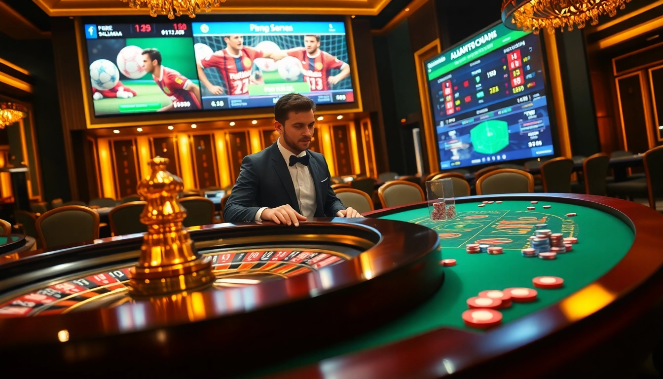 xem kết quả bóng đá nhanh as players engage at an elegant casino table illuminated by soft lights.