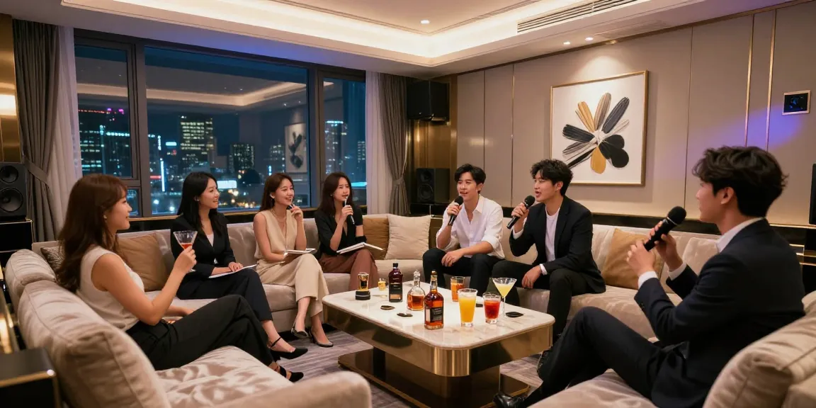 강남쩜오에서 고급스러운 프라이빗 룸에서 즐기는 젊은 전문직 종사자들