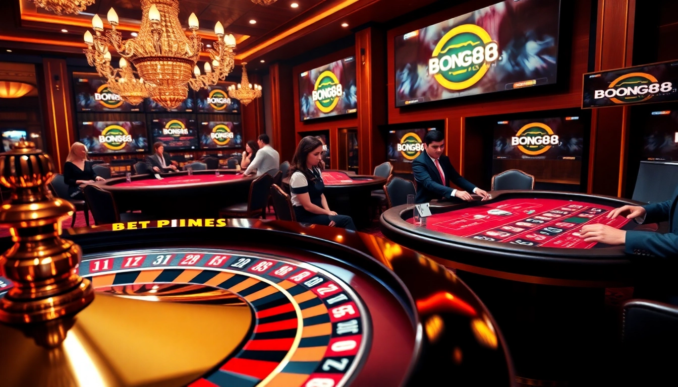 Engage in high-stakes gaming at bong88.casa with vibrant roulette and blackjack tables showcasing thrilling action.