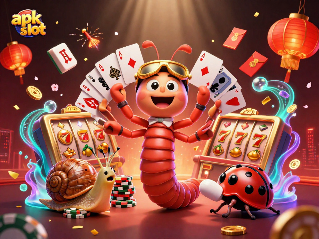 Menggandakan keseruan taruhan dengan apk slot yang menampilkan dealer unik dan simbol judi yang menarik.