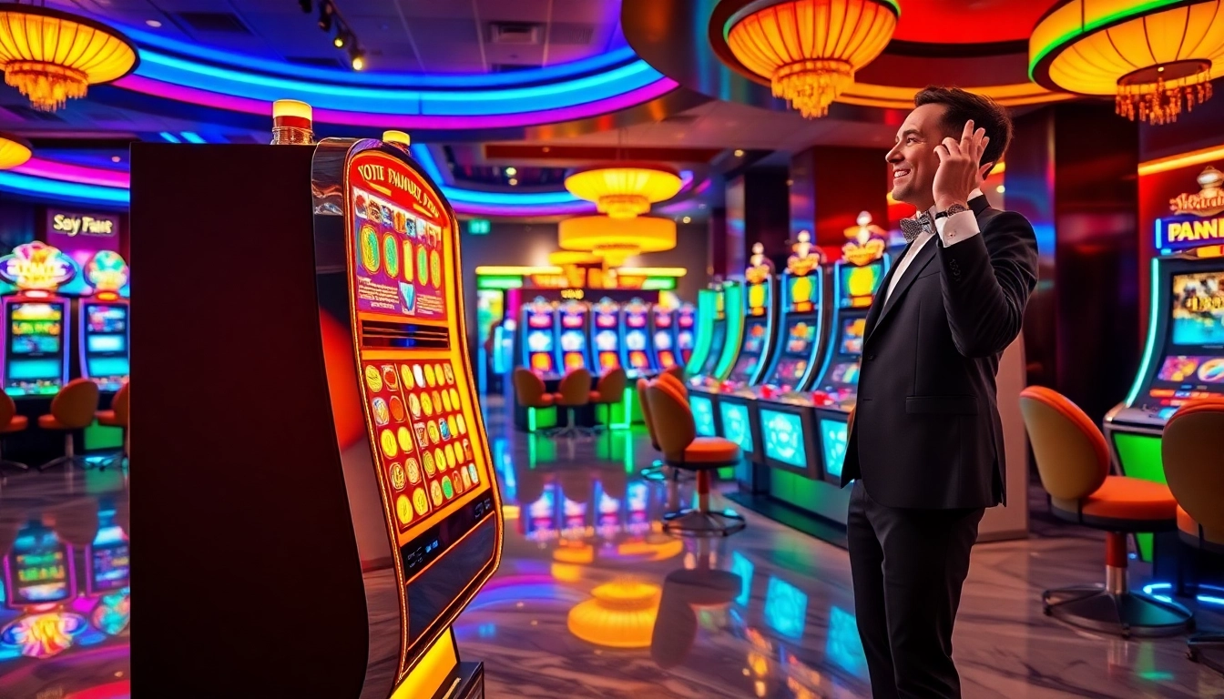 Winning a jackpot on a vibrant pragmatic slot machine in a luxurious casino setting.