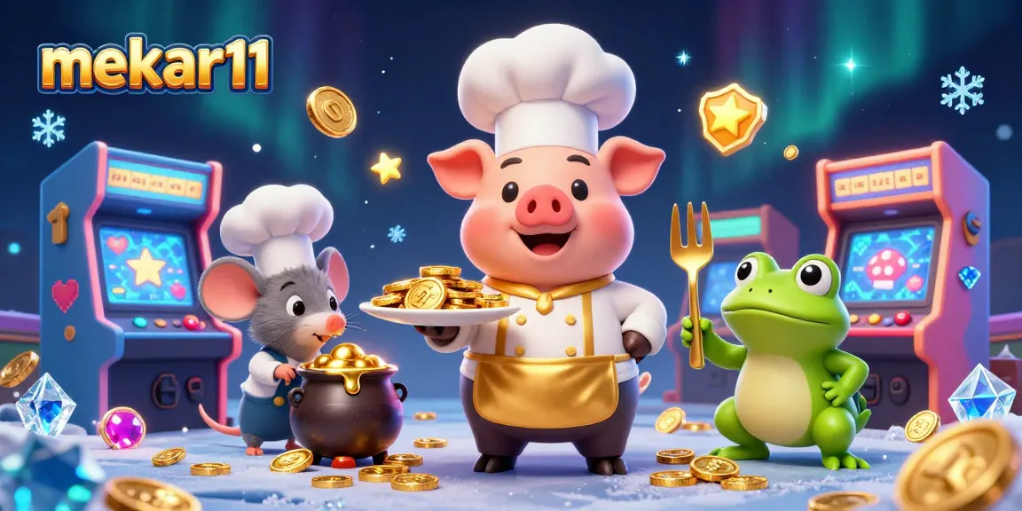 Engage with mekar11's captivating casino experience featuring chefs serving gold coins.