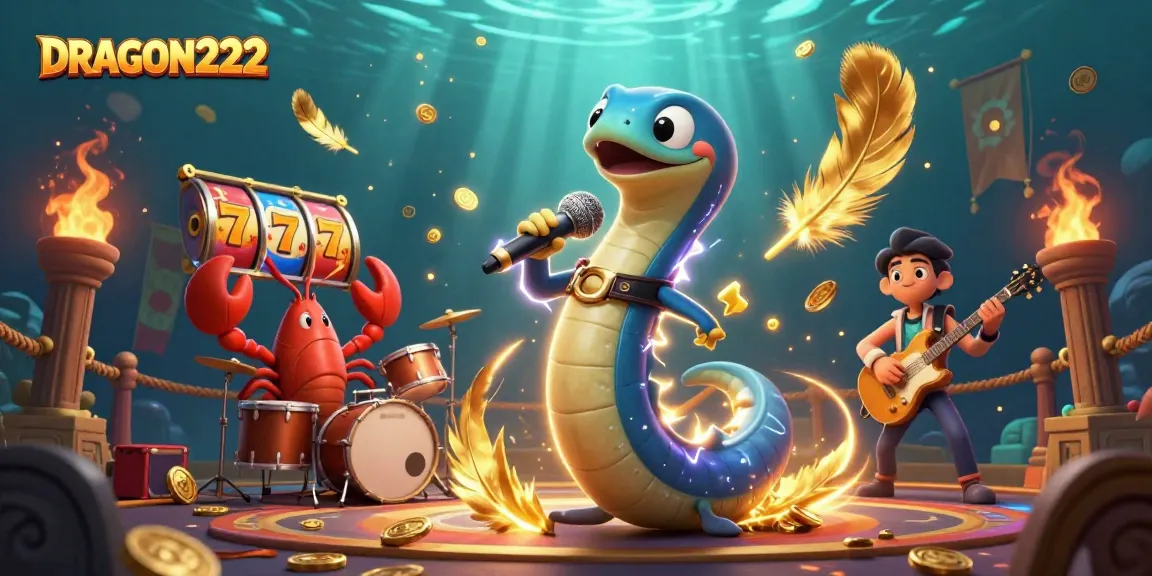 Join the electric eel DJ at DRAGON222's underwater casino, featuring vibrant gaming elements.