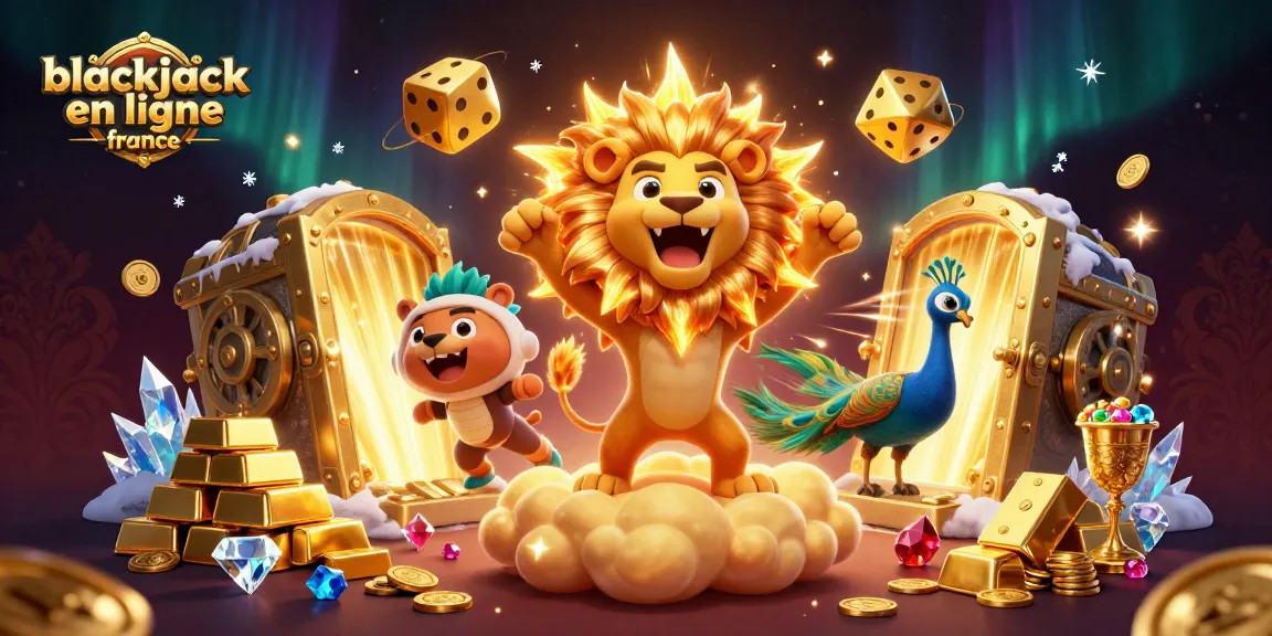 Jouez au blackjack en ligne France avec des personnages animés fantastiques dans une scène luxueuse.