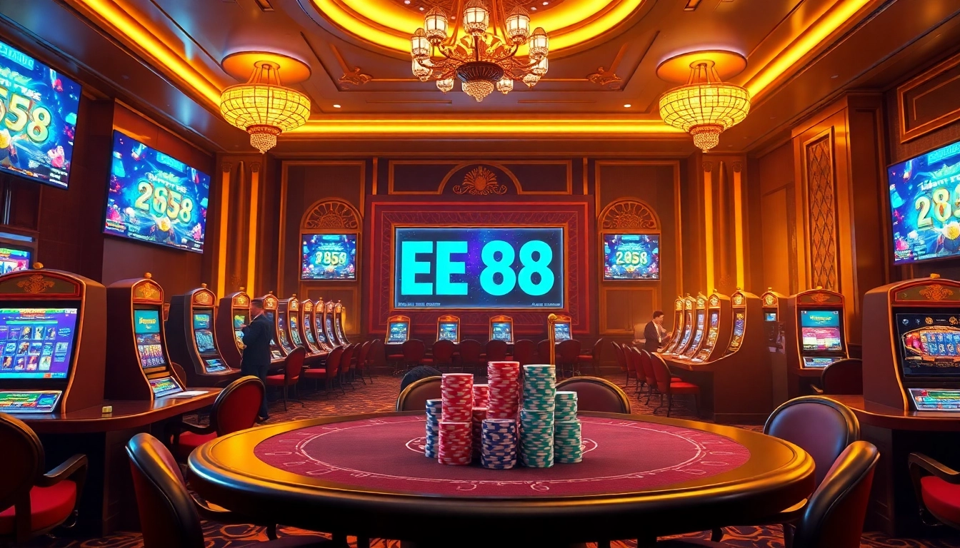Enjoying thrilling casino games at EE 88 with vibrant slots and poker action.