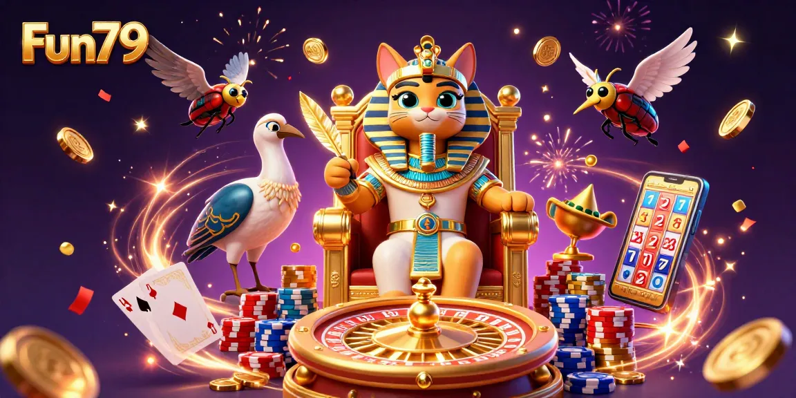 Engage in immersive gameplay at Fun79 with vibrant casino elements and captivating characters.