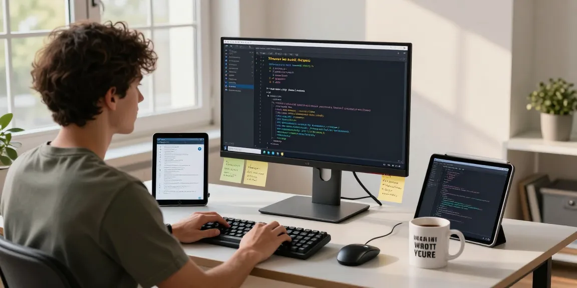 Engaging workspace showcasing 纸飞机下载 coding interface on a developer's monitor in a modern office.