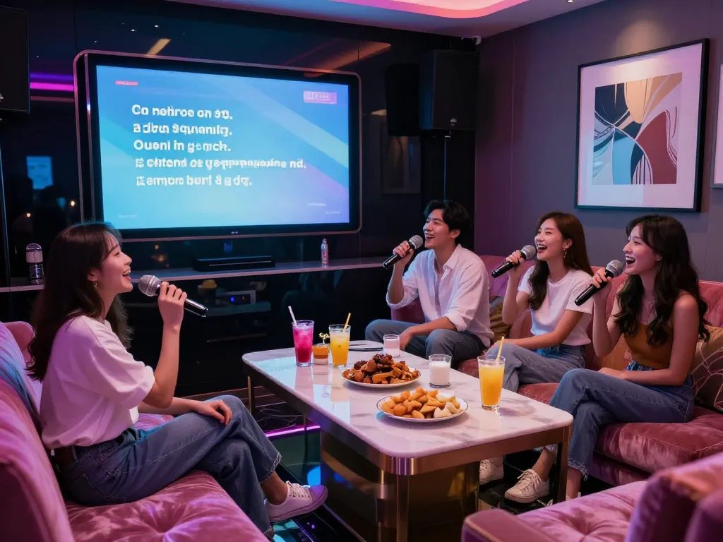 고급스러운 인테리어와 생기 넘치는 분위기의 강남퍼펙트 노래방에서 궁극적인 즐거운 밤을 경험하세요.