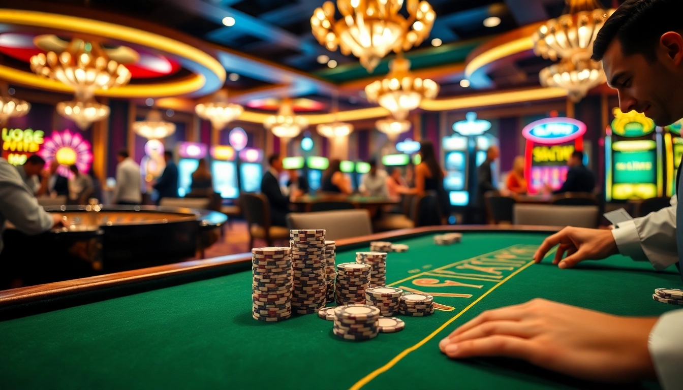 Experience the excitement of xxgg at a luxurious poker table with vibrant chips and cards in play.