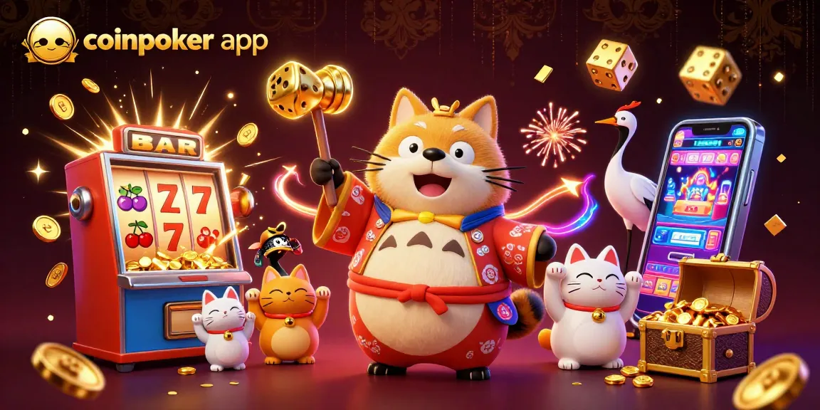 Découvrez l'application CoinPoker remplie de jeux excitants avec des maneki-neko et un tanuki chanceux !