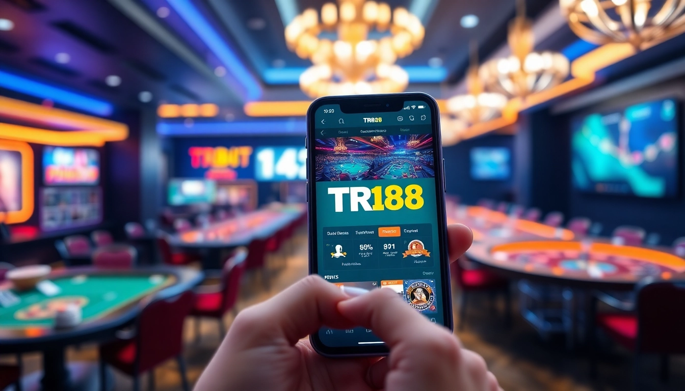 Experience TR88's dynamic online betting interface on a smartphone with casino elements.