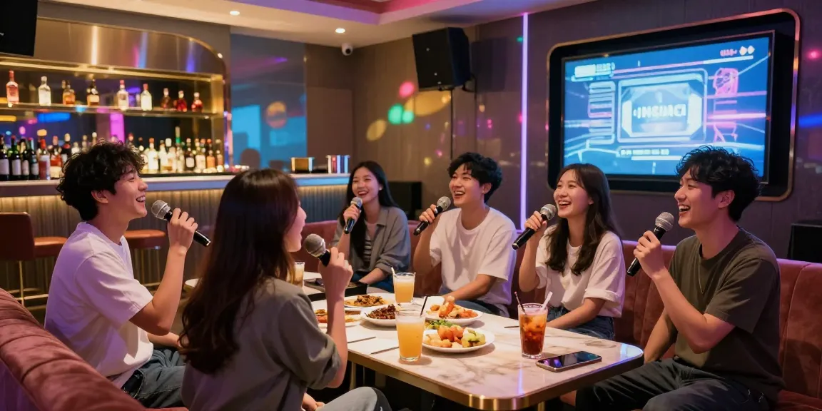 인천쓰리노에서 친구들과 함께 즐거운 노래와 술자리를 만끽하는 모습