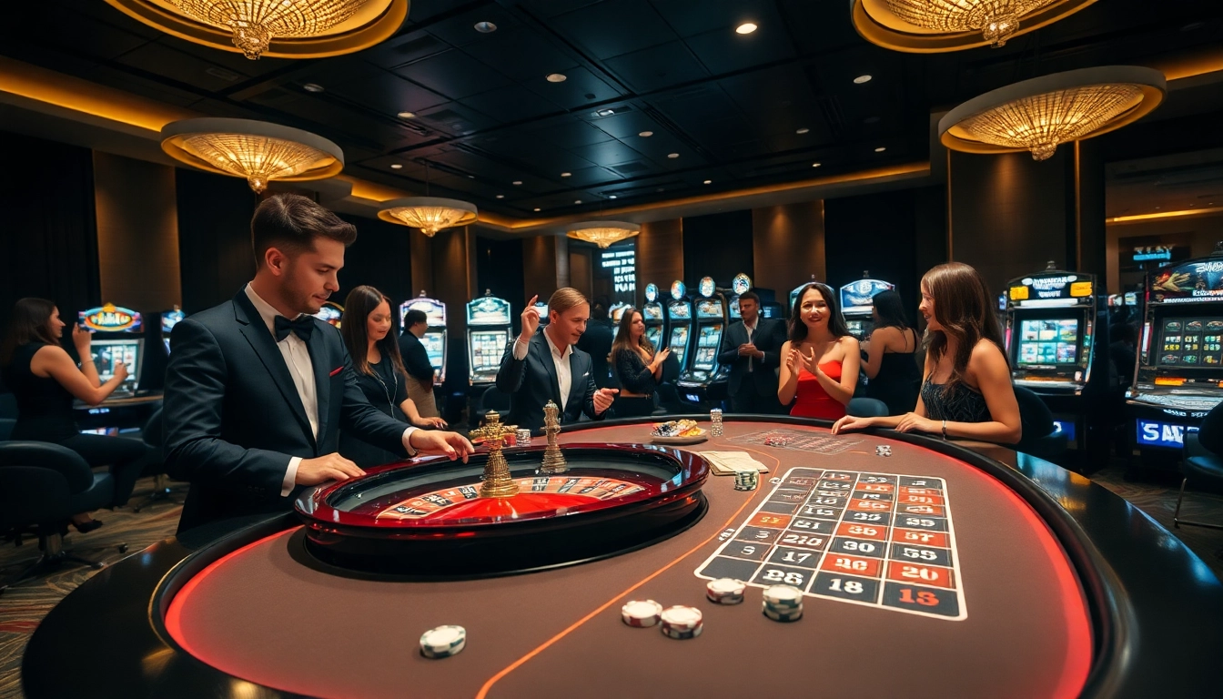 KJC gaming table in a luxury casino, showcasing thrilling gambling activities.
