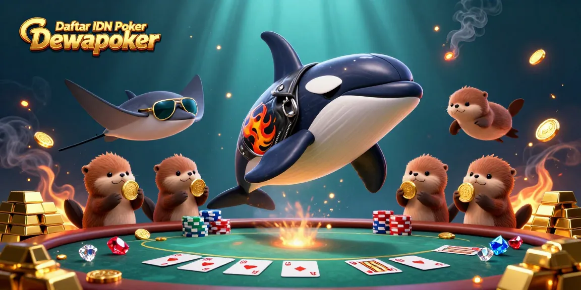 Experience the thrill of Daftar IDN Poker Dewapoker with vibrant 3D characters and poker elements.