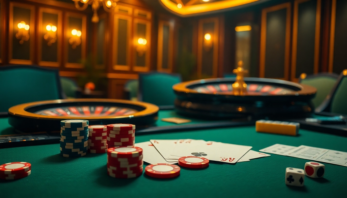Play thrilling IDN poker online with vibrant chips and cards at an upscale casino table.