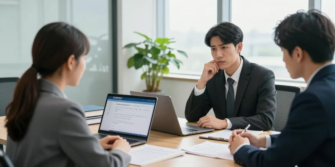 개인회생 상담 중인 변호사와 고객, 법률 서류와 컴퓨터가 있는 현대적인 사무실 모습