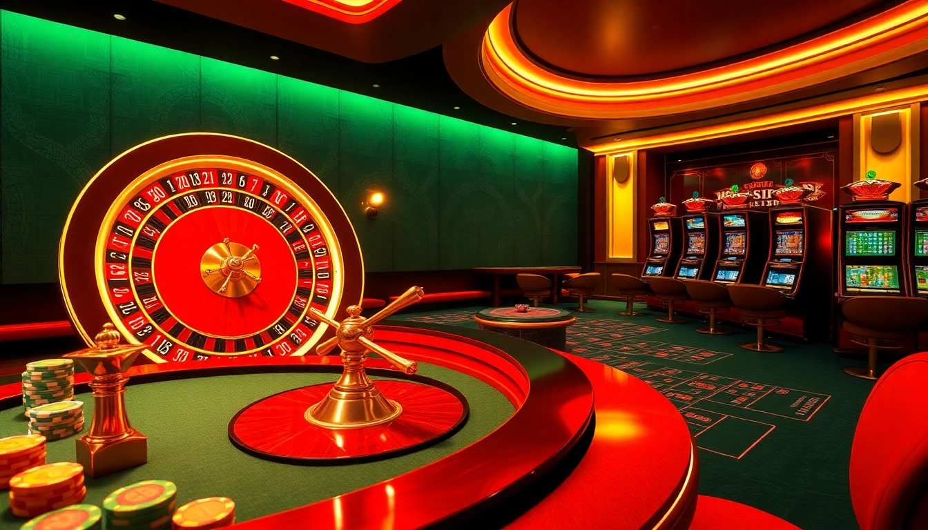 Experience strategic gameplay with BDJL at an elegant casino scene featuring roulette and baccarat.