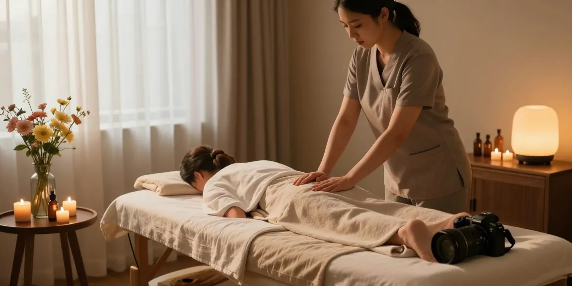 분당출장마사지 전문 테라피실에서 편안한 분위기로 준비 중인 마사지사