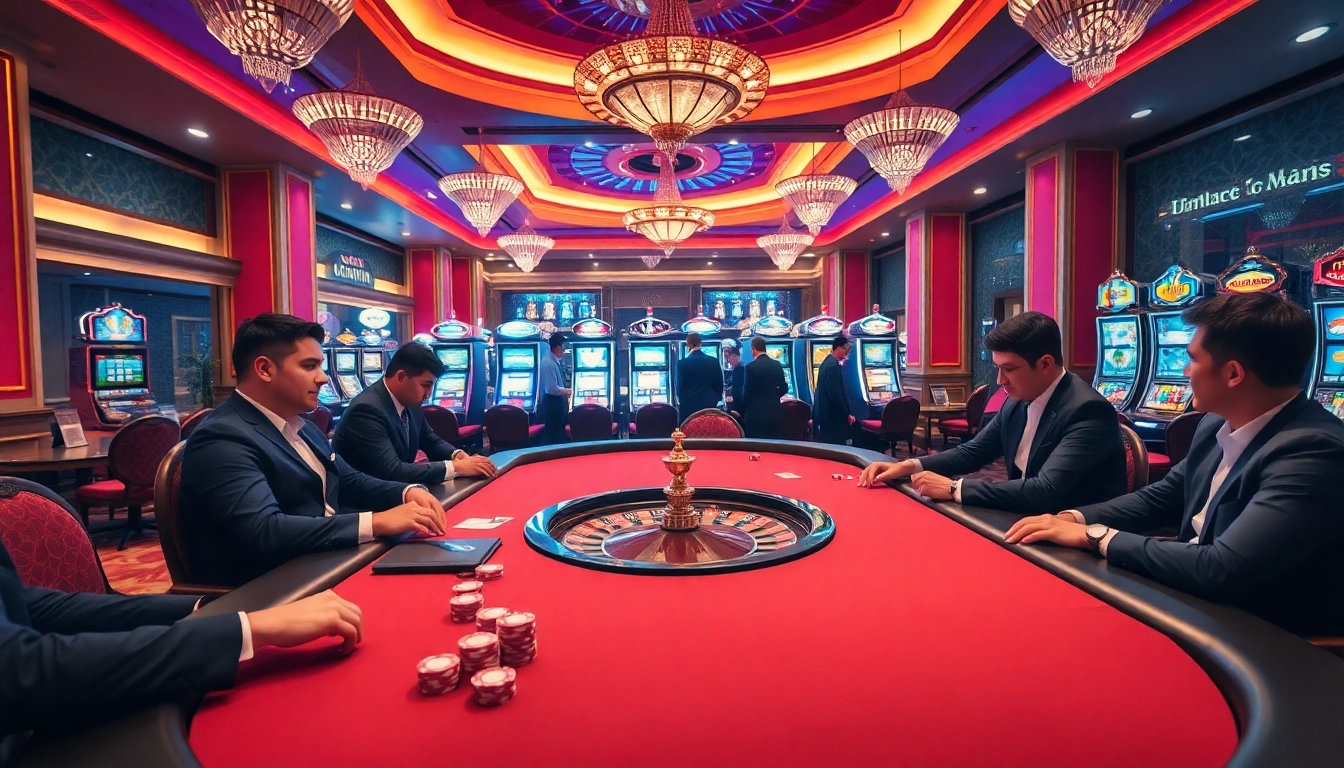 Gameplay at https://kkwin.diy/, showcasing excitement at a luxurious poker table in an upscale casino.