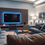 Enjoying the latest shows on an iron tv in a modern living room setup with cozy decor.