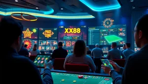 Experience the excitement of XX88's online gaming platform with a modern interface showcasing popular casino games.
