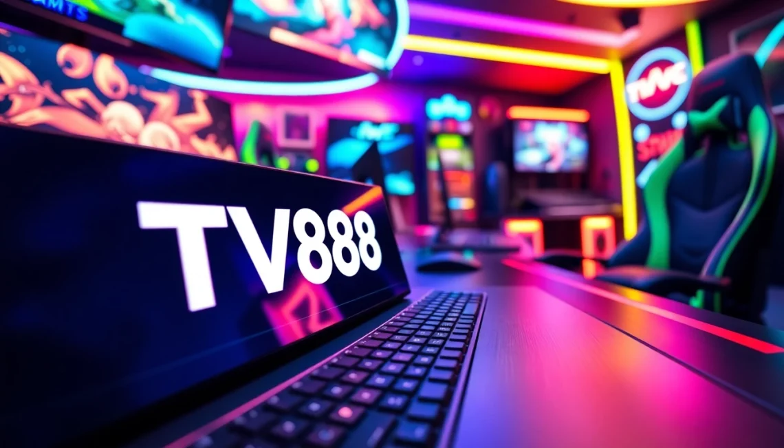 Showcase of a professional gaming setup with the TV88 interface and vibrant atmosphere.