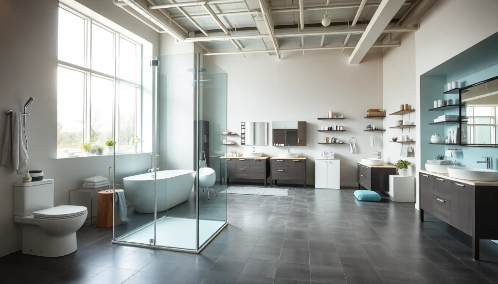 Präsentieren Sie hochwertige Produkte von sonni sanitär GmbH in einem modernen Badezimmer-Showroom.