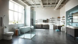 Präsentieren Sie hochwertige Produkte von sonni sanitär GmbH in einem modernen Badezimmer-Showroom.