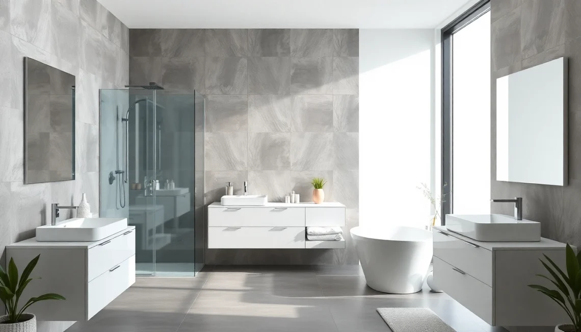 Sonni sanitär GmbH präsentiert stilvolle Badprodukte in einem modernen Badezimmer.