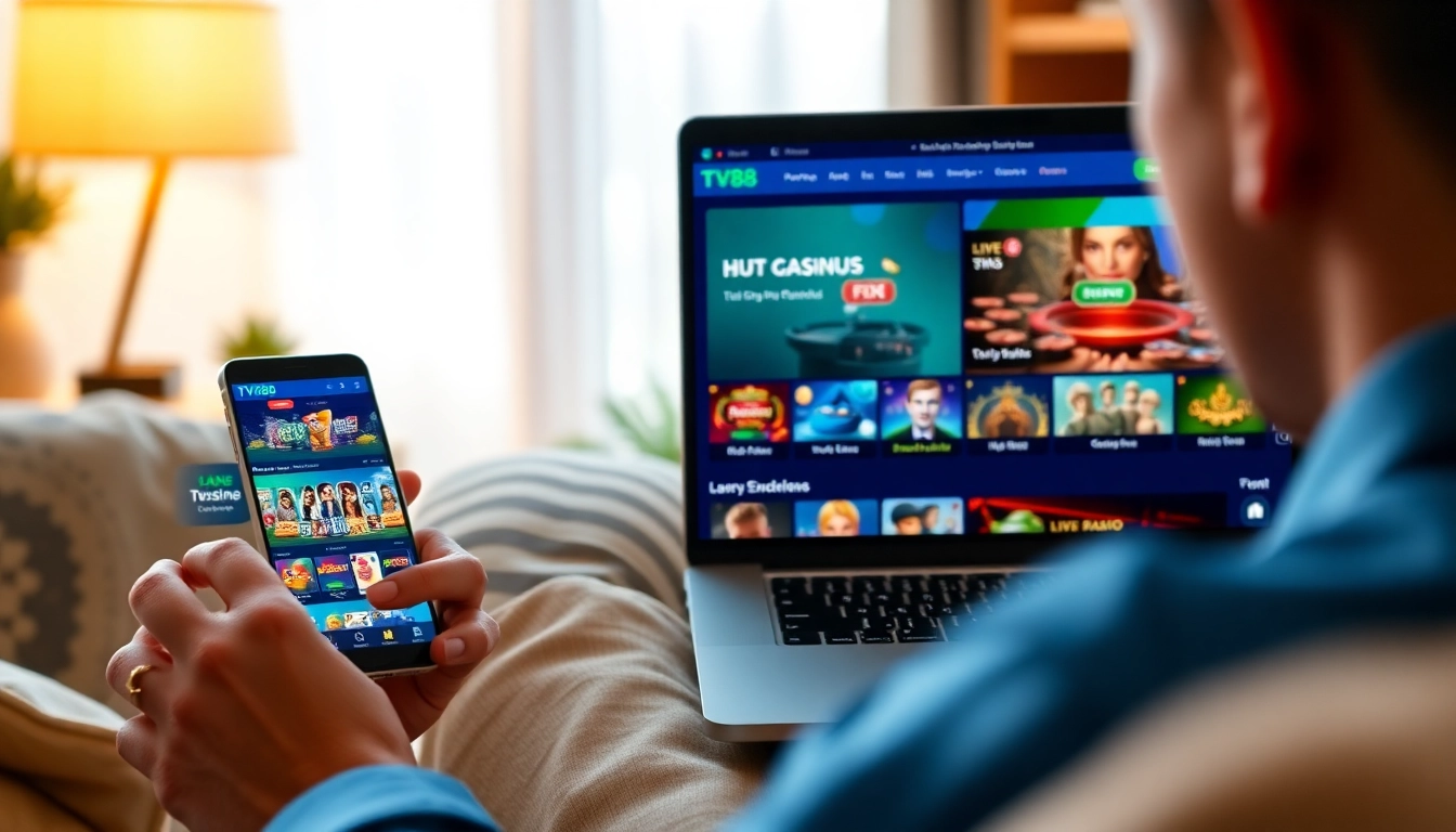 Experience the TV88 online gambling platform with engaging games on laptop and mobile.