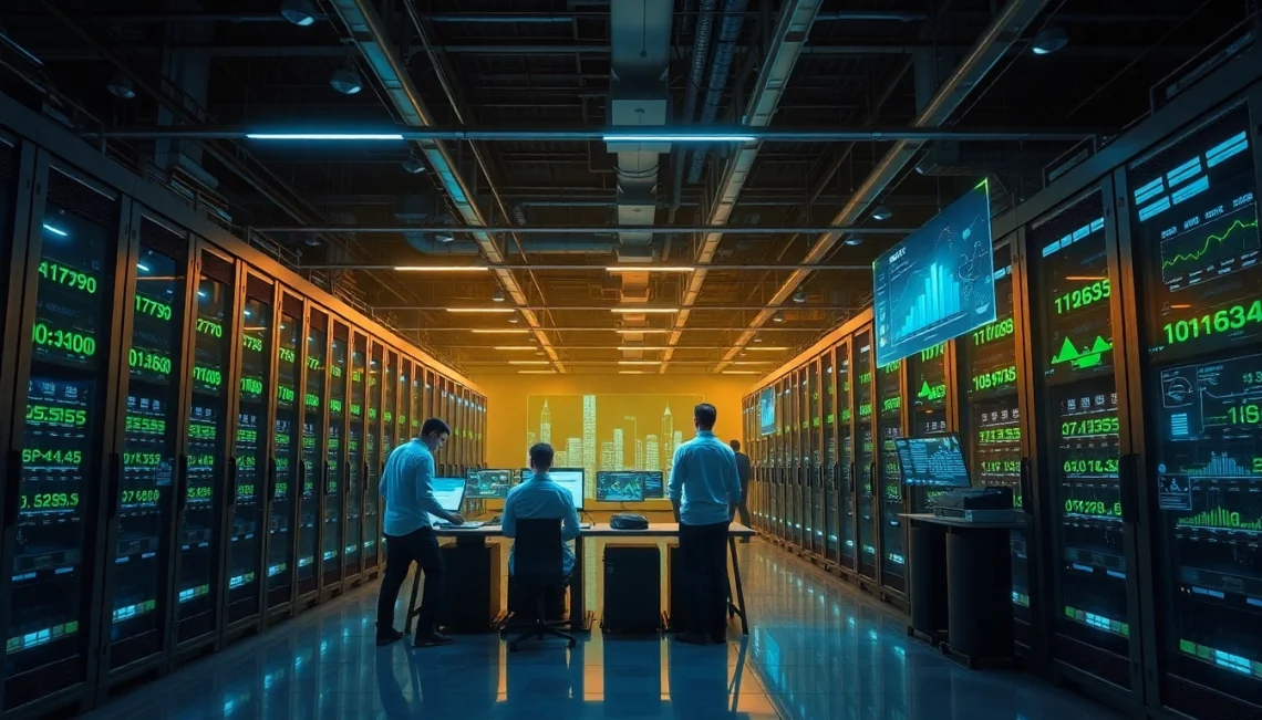 Modern cloud mining facility showcasing advanced technology and collaboration in top cloud mining.