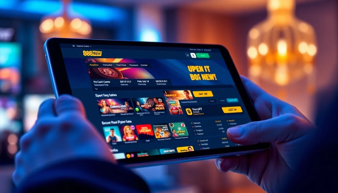 Experience the modern online betting interface of 888new with vibrant game selections and secure USDT transactions.