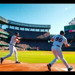 mlb중계 실시간으로 경기 중인 야구 선수들이 힘차게 활동하는 모습