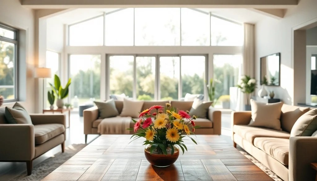 Real Estate agent presenting a modern home interior, showcasing style and warmth.