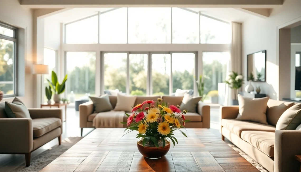 Real Estate agent presenting a modern home interior, showcasing style and warmth.