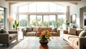 Real Estate agent presenting a modern home interior, showcasing style and warmth.