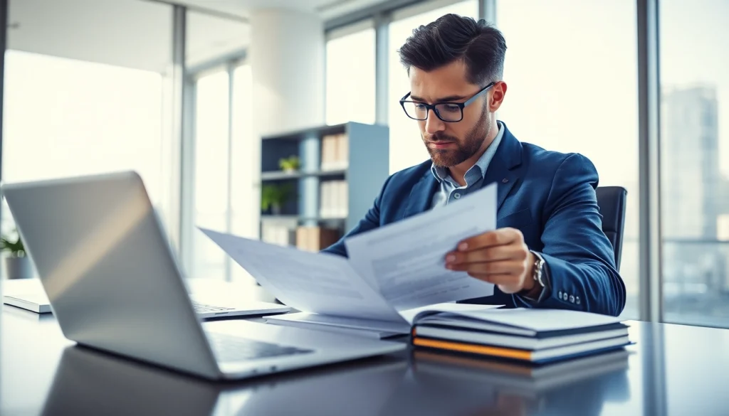 카드깡 관련 법적 서류를 검토하는 금융 전문가의 모습