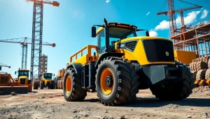 Showcasing the AF88 tractor in action at a dynamic construction site scene.