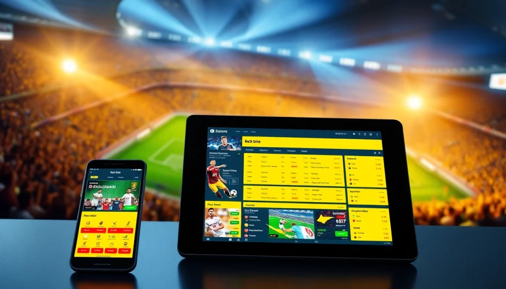 Engaging interface of online sportsbooks India displayed on devices showcasing betting options and sports.