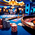 Experience thrilling gameplay with lc88 blue-themed casino elements, featuring a vibrant table and chips.