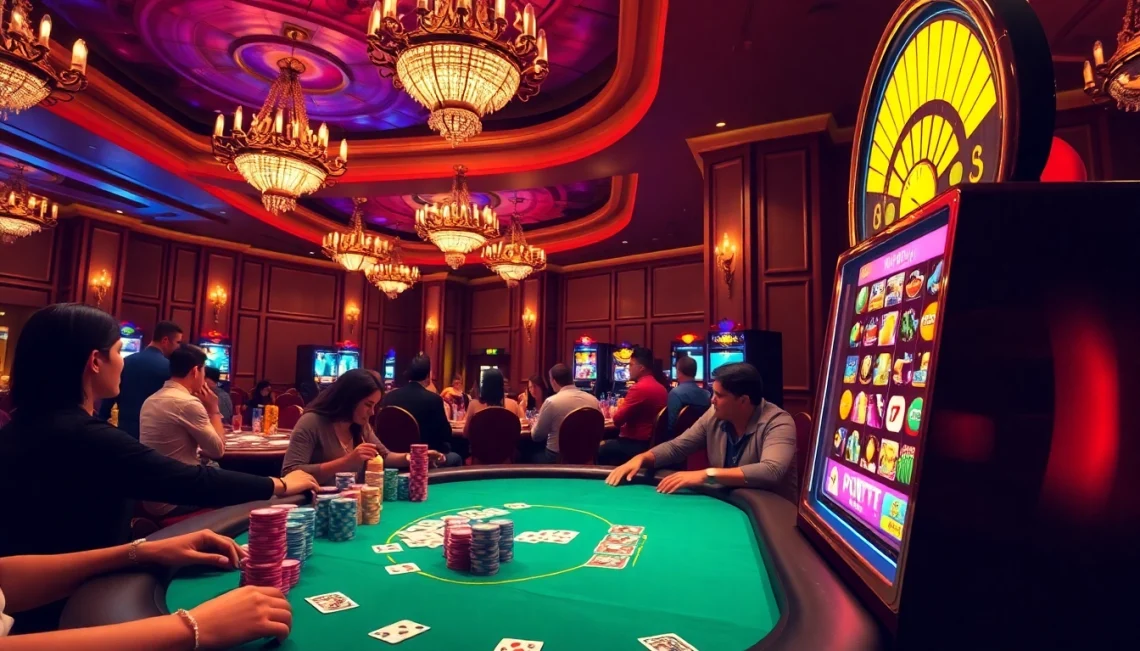 Experience the vibrant atmosphere of excitement at 789BET casino's poker and slot games.