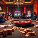 Engaging players at a luxurious casino table featuring rr88 com elements and vibrant games.