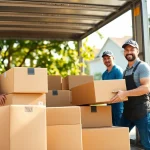 Best movers in Vancouver efficiently loading a moving truck in a suburban setting.