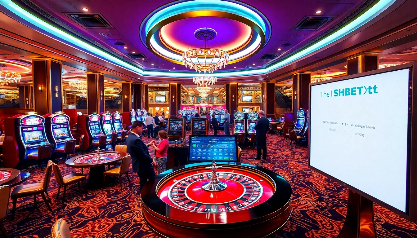 SHBET Casino scene with roulette and players enjoying a vibrant gaming atmosphere.