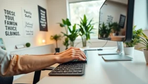 Enhance your skills at a typing center with a modern workspace and ergonomic equipment.