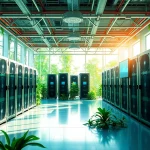 Modern renewable energy mining facility showcasing cloud mining bitcoin technology.
