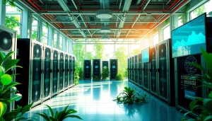 Modern renewable energy mining facility showcasing cloud mining bitcoin technology.