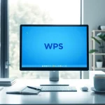 WPS电脑版 interface displayed on a modern office desktop in a professional workspace.