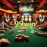 Experience the excitement of 99win as players engage in thrilling casino games, surrounded by luxurious elements.